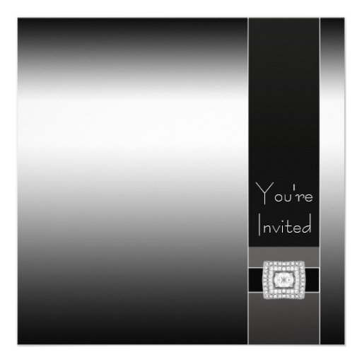 Contemporary Black and Silver Birthday Party Personalized Invitation