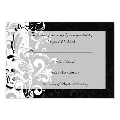 Contemporary Black and White Swirl Custom Invites