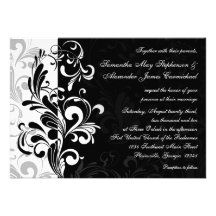 Contemporary Black and White Swirl Personalized Announcement