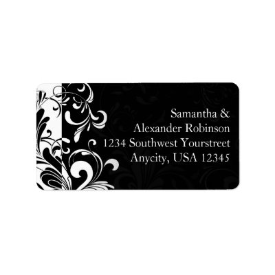 Contemporary Black and White Swirl Custom Address Label