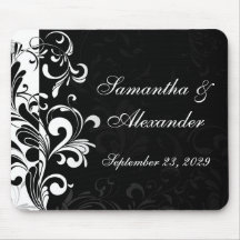 Contemporary Black and White Swirl Mouse Pad