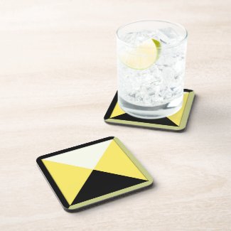 Contemporary Black and Yellow Triangles Drink Coasters