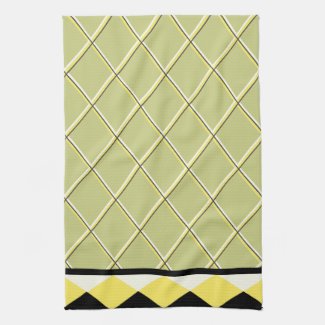 Contemporary Black and Yellow Triangles Kitchen Towels