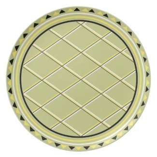 Contemporary Black and Yellow Triangles Party Plate