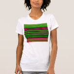 Contemporary black green and pink stripes t-shirt