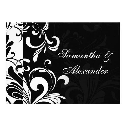 Contemporary Black/White Swirl Wedding Invitations