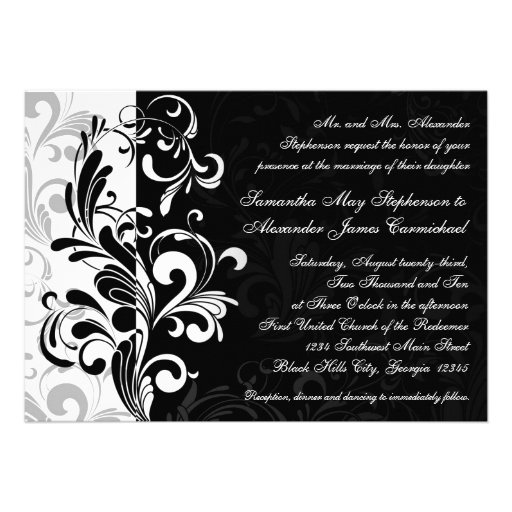 Contemporary Black/White Swirl Wedding Invitations