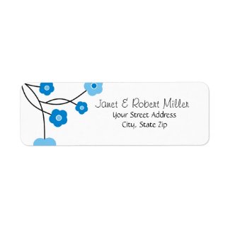 Contemporary Blue Flowers Mailing Address Labels label