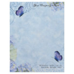 Contemporary Blue Hydrangeas n Swirls Stationery Letterhead
