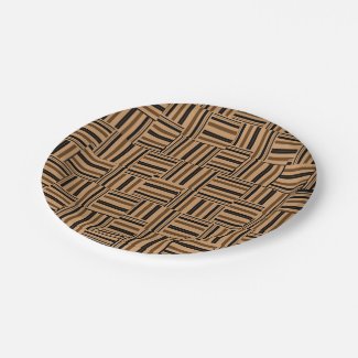 Contemporary Brown and Black Stripes Paper Plates
