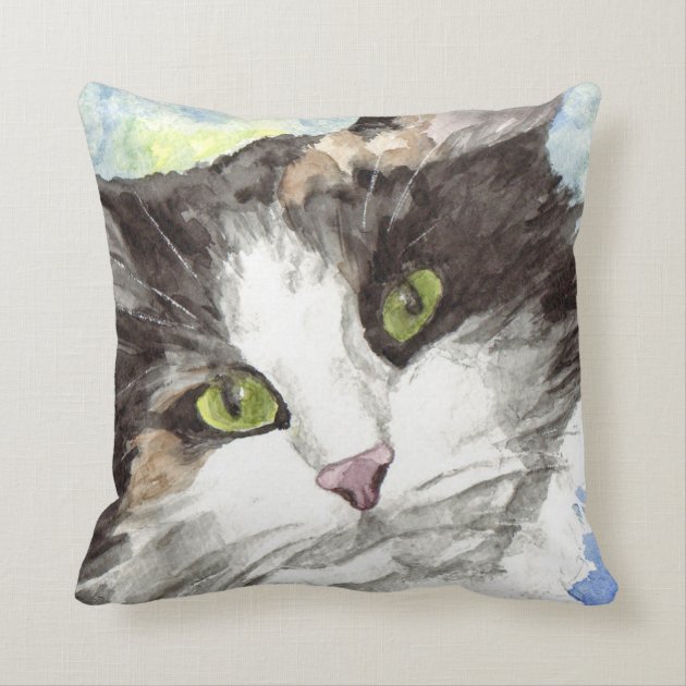 Contemporary Calico Cat Lover Gifts Throw Pillow