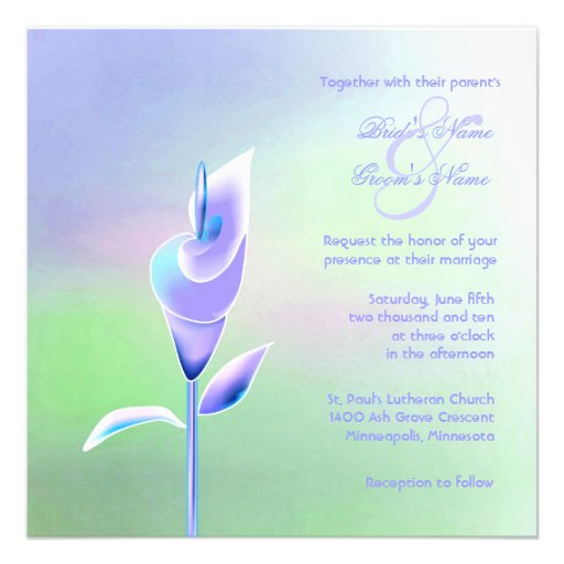 Contemporary Calla Lily Wedding Invitation