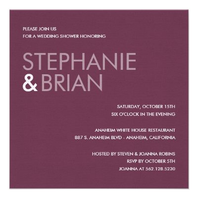 Contemporary Charm Wedding Shower Invites (Plum)