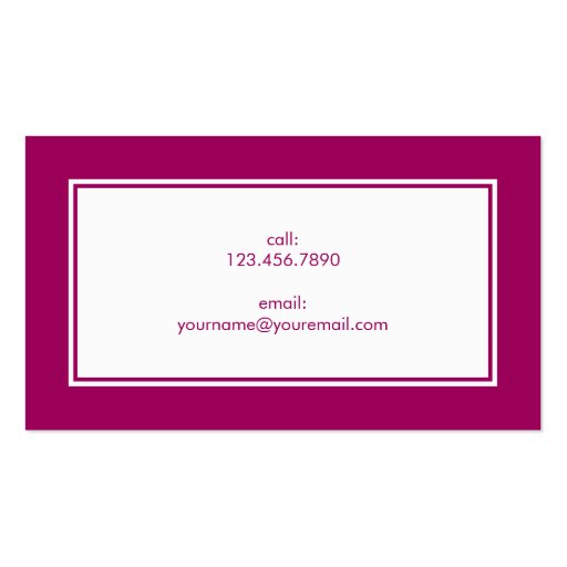 Contemporary Chic Calling Card Business Cards (back side)