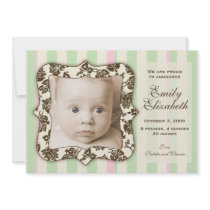 Contemporary Classic Baby Announcement: Girl invitations