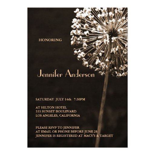 Contemporary Dandelion Wishes Bridal Shower Custom Announcements