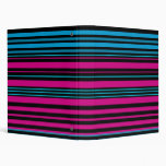 Contemporary dark pink black and blue stripes 3 ring binder