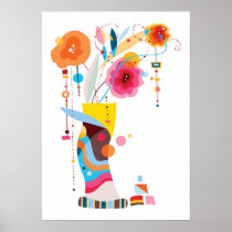 Contemporary Flowers in Vase posters