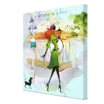 Contemporary Girl and Dog Stretched Canvas Print