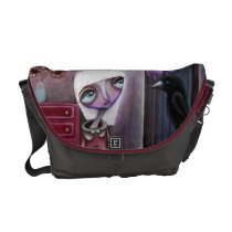 Contemporary Girl and Raven Art Handbag messenger bags