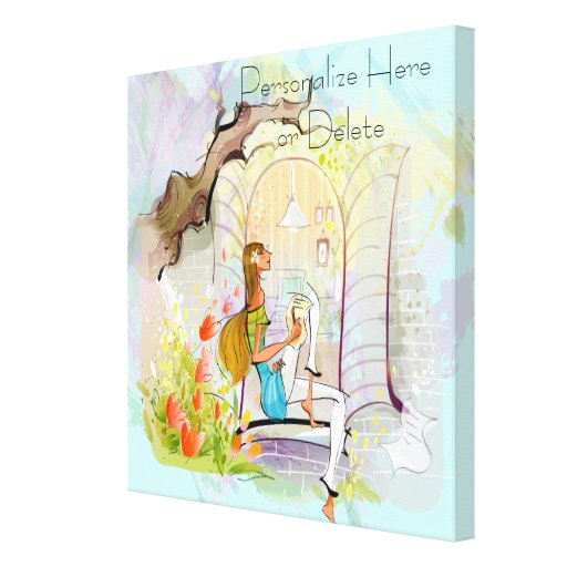 Contemporary Girl and Tree Stretched Canvas Print