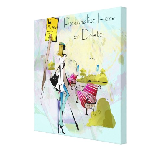 Contemporary Girl Bus Stop Stretched Canvas Print