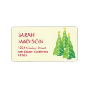 Contemporary green Christmas trees return address label