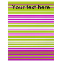 Contemporary green white and pink stripes personalized flyer