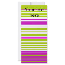 Contemporary green white and pink stripes custom rack card