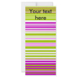 Contemporary green white and pink stripes custom rack card