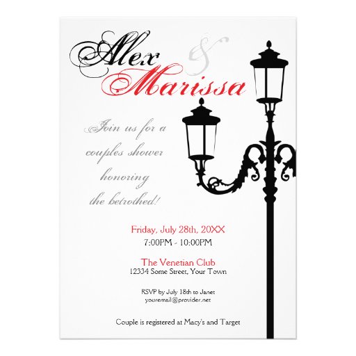 Contemporary Italian Lamp Post Invitation