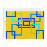 Contemporary light blue squares on yellow personalized invitation