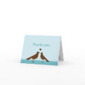 Contemporary love birds blue brown thank you card