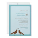 Contemporary love birds blue wedding invitation invitation