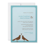 Contemporary love birds blue wedding invitation