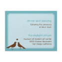 Contemporary love birds blue wedding reception invitation