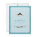 Contemporary love birds blue wedding response invitation