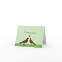 Contemporary love birds green brown thank you card