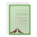 Contemporary love birds green wedding invitation invitation