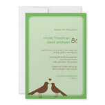Contemporary love birds green wedding invitation