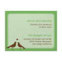 Contemporary love birds green wedding reception invitation