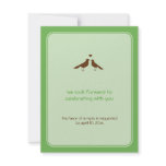 Contemporary love birds green wedding response personalized announcements