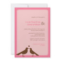 Contemporary love birds pink wedding invitation invitation