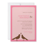 Contemporary love birds pink wedding invitation