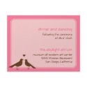 Contemporary love birds pink wedding reception invitation