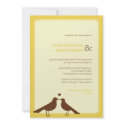 Contemporary love birds yellow wedding invitation invitation