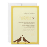 Contemporary love birds yellow wedding invitation