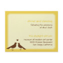 Contemporary love birds yellow wedding reception invitation