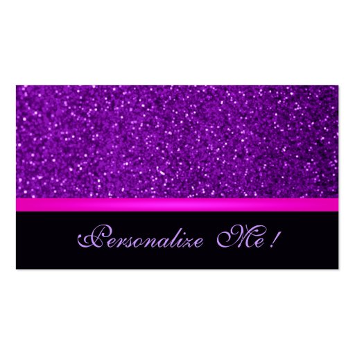 Contemporary Modern Purple Trendy Girly Glitter Business Card Template (front side)