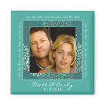 Contemporary Petals Turqoise Save Date Magnet